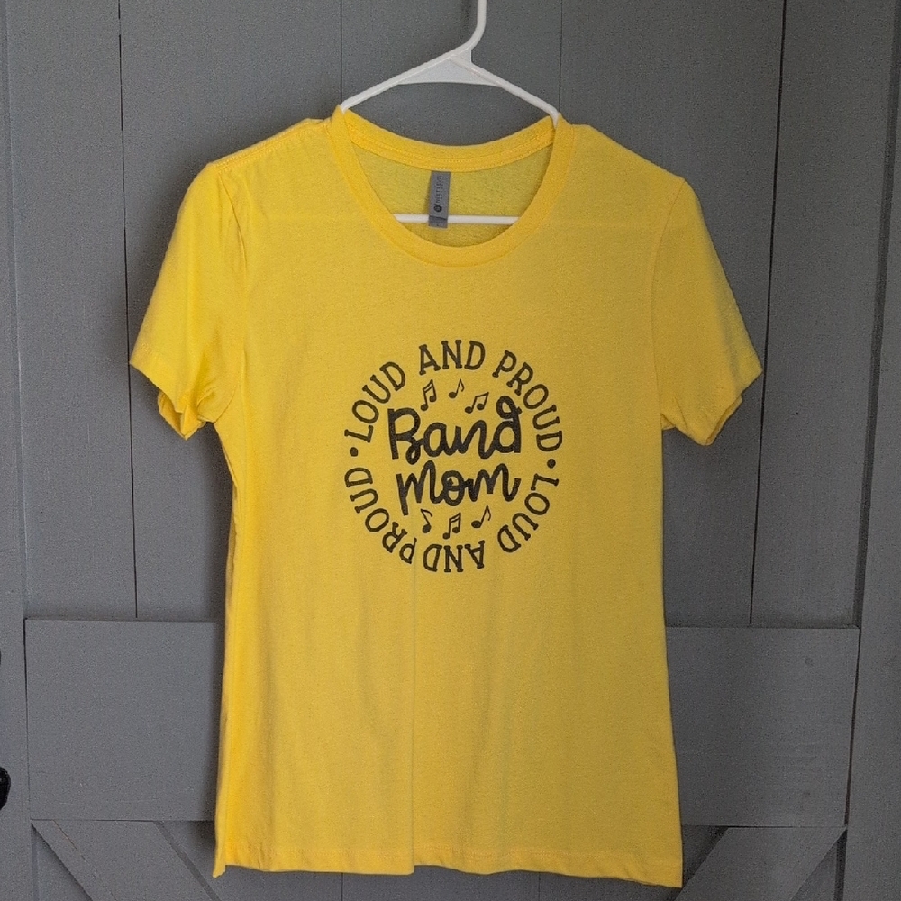 Next Level Apparel Yellow Short Sleeve Tee - Band Mom!